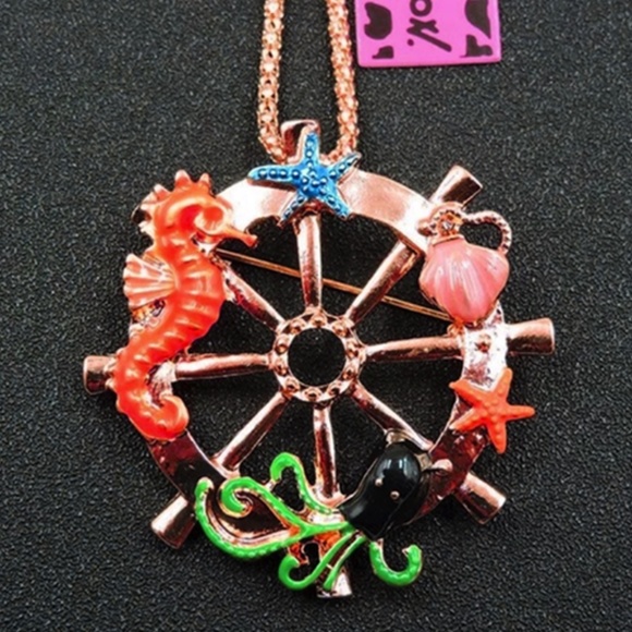 Betsey Johnson Jewelry - Betsey Johnson Nautical Octopus Starfish Rudder Pendant/Necklace/Brooch